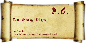 Macskásy Olga névjegykártya