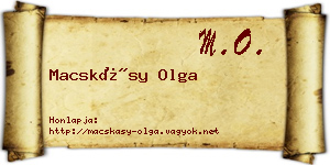 Macskásy Olga névjegykártya
